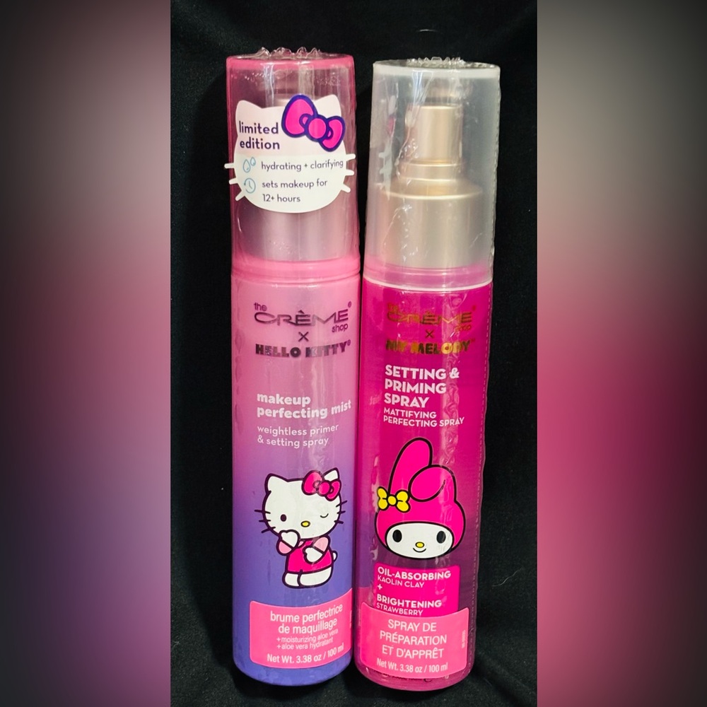 Set of Hello Kitty & My Melody x The Crème Shop Makeup Primer and Setting Sprays